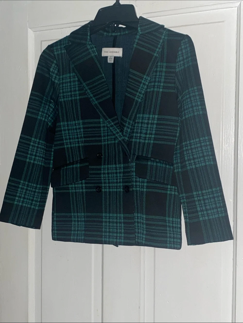 Free Assembly Girls Tartan Double Breasted Blazer and Flared Pant Set Sz 6/6x
